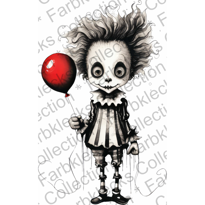 Motivtransfer 1187 Horror Clown mit Ballon