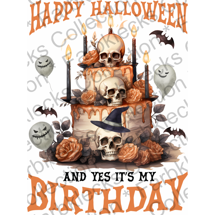 Motivtransfer 1207 Happy Halloween and yes ist my Birthday