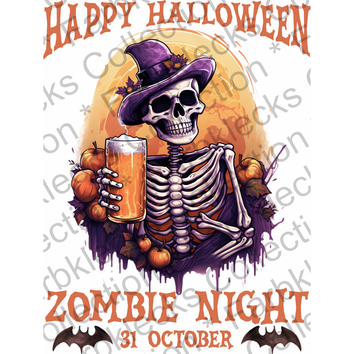 Motivtransfer 1221 Happy Halloween Zombie Night