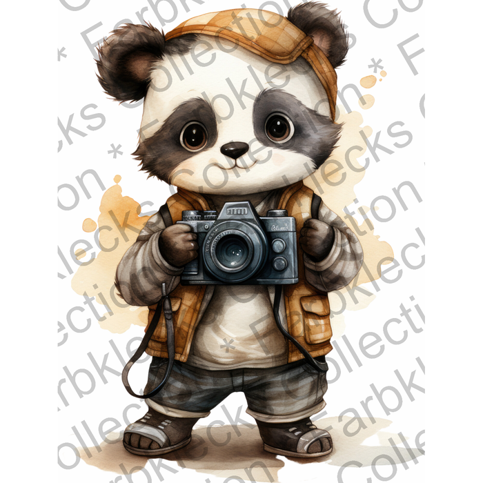 Motivtransfer 1573 Panda mit Fotoausrüstung