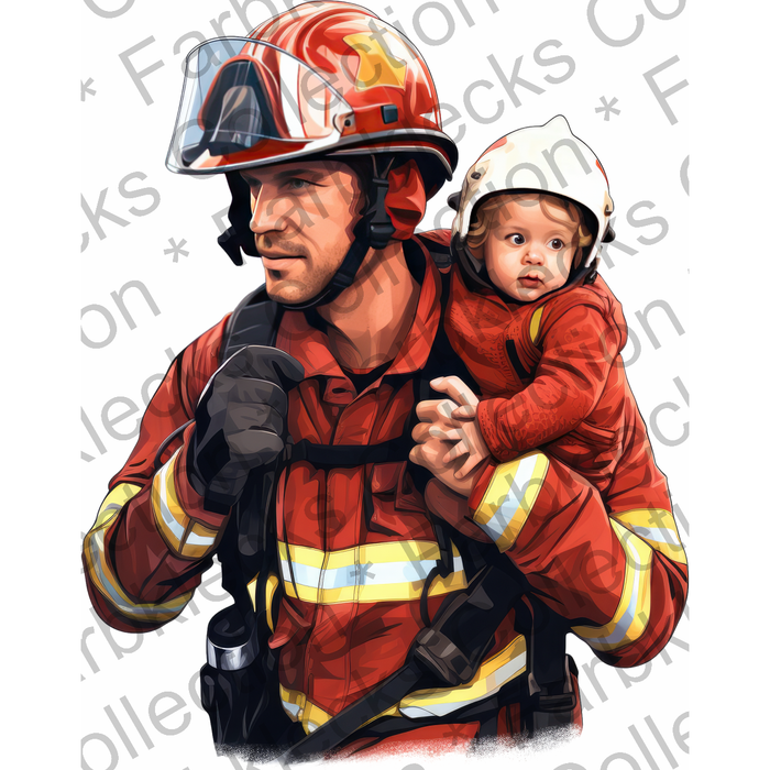 Motivtransfer 1776 Feuerwehrmann mit Baby