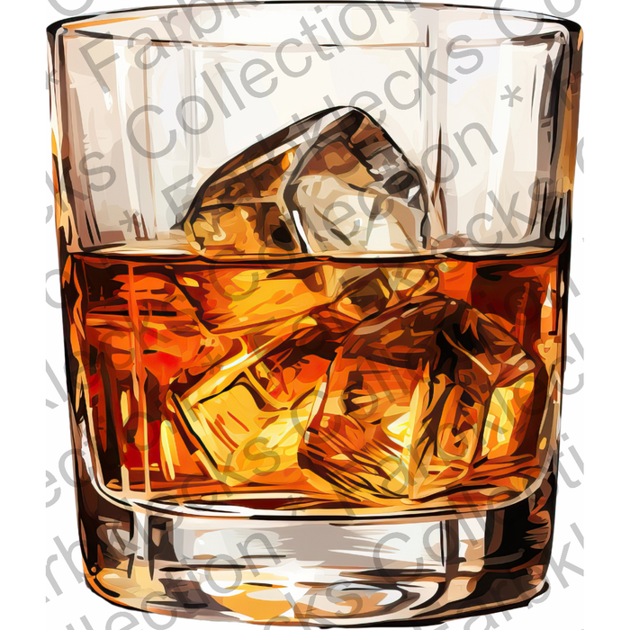 Motivtransfer 1922 Whiskeyglas mit Eiswürfeln
