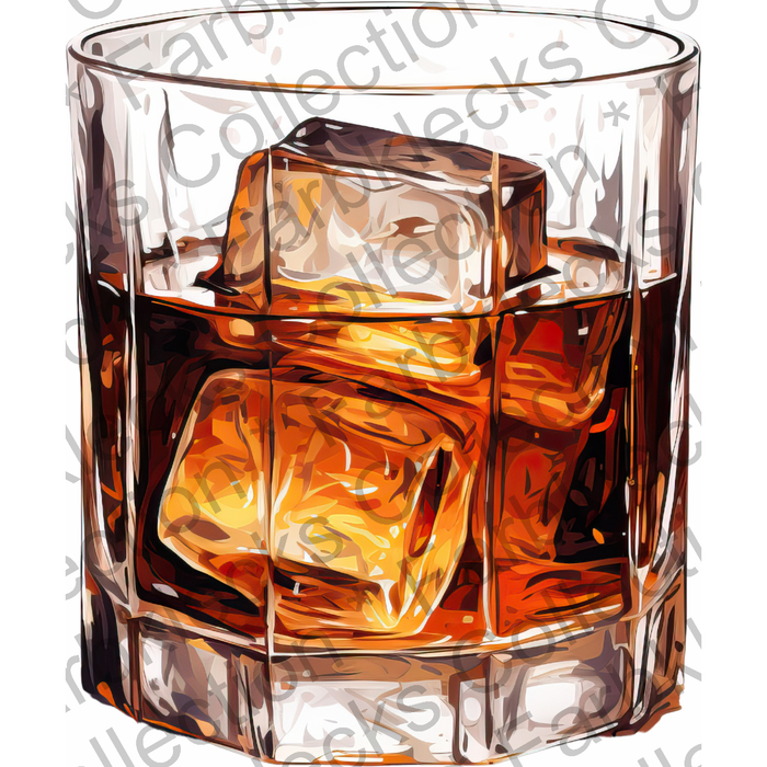 Motivtransfer 1924 Whiskeyglas mit Eiswürfeln