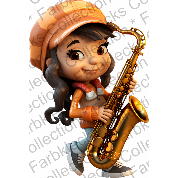 Motivtransfer 2034 Mädchen spielt Saxophon