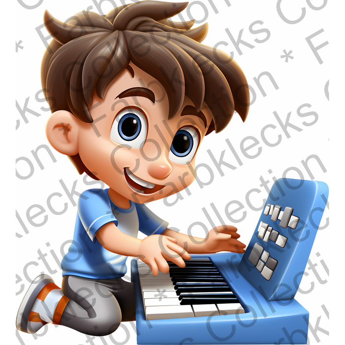 Motivtransfer 2037 Junge spielt Keyboard