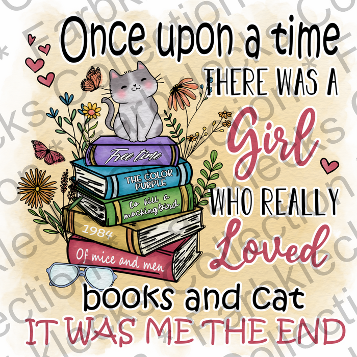 Motivtransfer 2257 once upon a time there was a girl who really loved books and cat