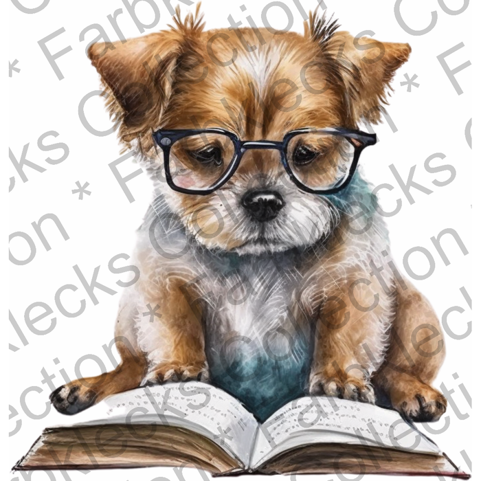 Motivtransfer 2722 Hund liest ein Buch
