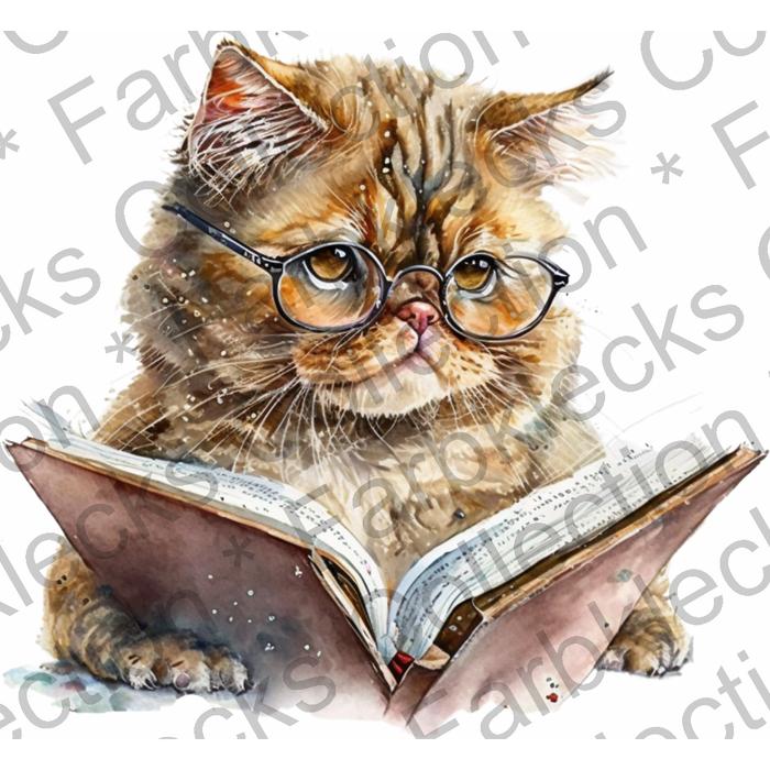 Motivtransfer 2724 Katze liest ein Buch