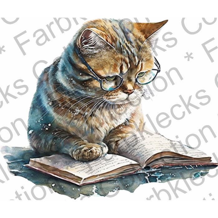 Motivtransfer 2725 Katze liest ein Buch