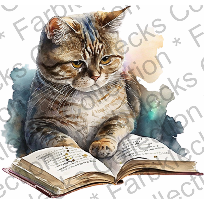 Motivtransfer 2726 Katze liest ein Buch