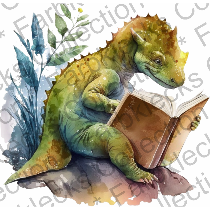 Motivtransfer 2727 Dino liest ein Buch