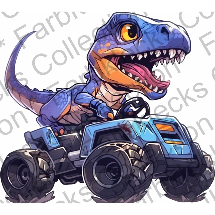Motivtransfer 2824 Monstertruck mit Dino blau