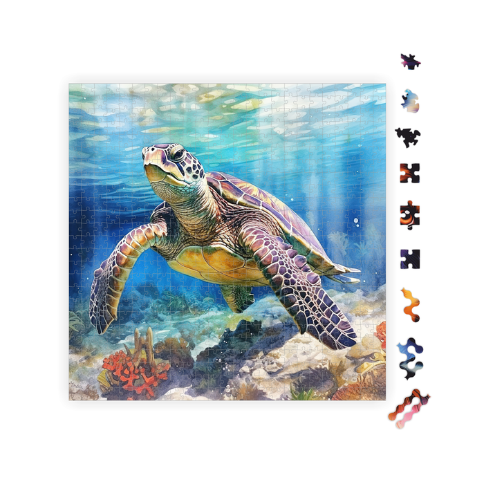 Holz Puzzle Meersschildkröte im Ozean