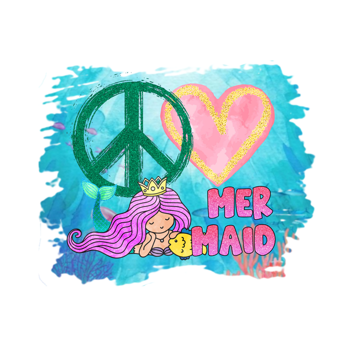 Bügelbild 1013 Peace Love Mermaid