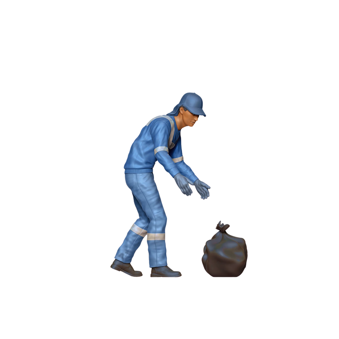 Müllmann bückt sich nach Müll - (3DP-105)