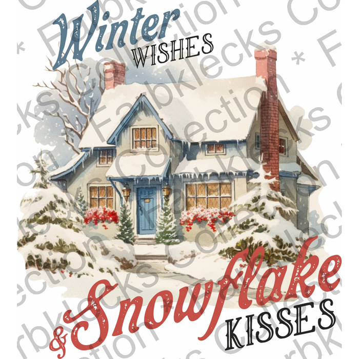 Motivtransfer 1123 Vintage Winter wishes Snowflake kisses