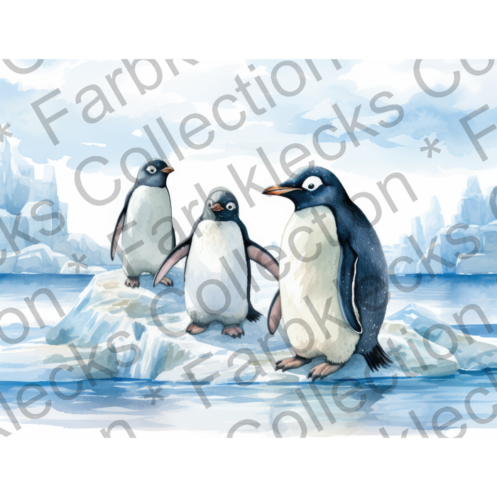 Motivtransfer 1363 Arktis Pinguine auf Eis