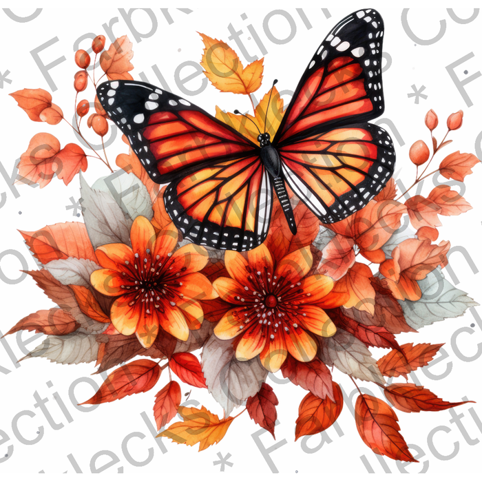 Motivtransfer 1402 Schmetterling mit großen Blumen