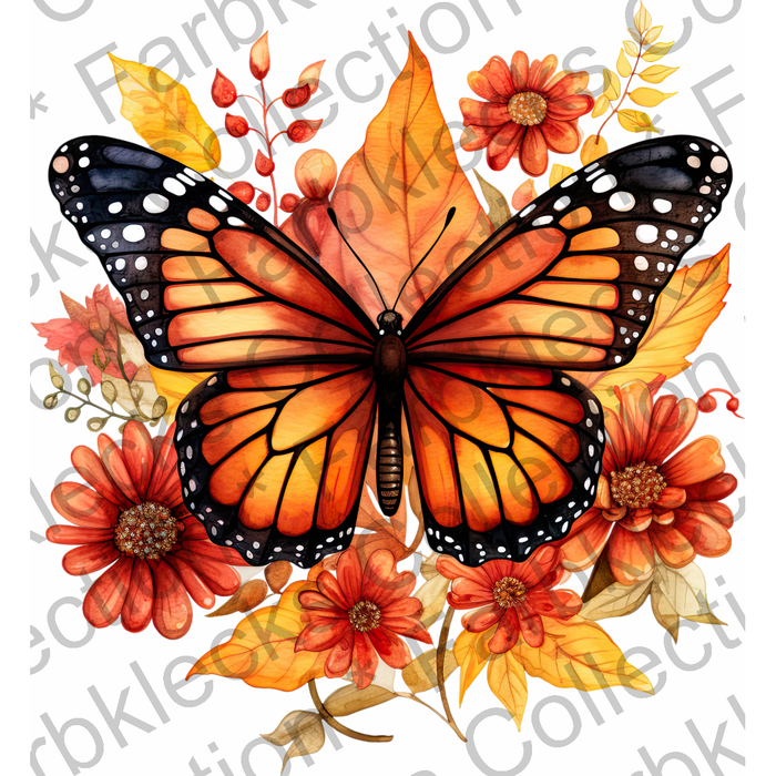 Motivtransfer 1404 Schmetterling mit herbstlichen Blüten