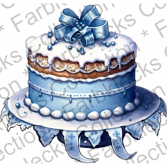 Motivtransfer 1489 Blaue Torte mit Glasur