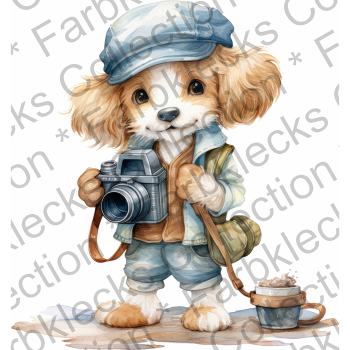 Motivtransfer 1585 Cooler Hund mit Kamera