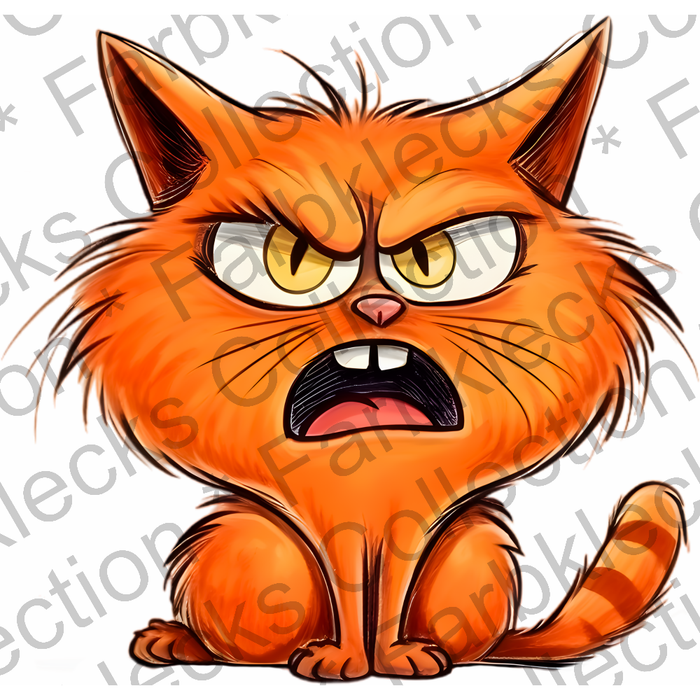 Motivtransfer 1725 Funny Angry Orange Cat