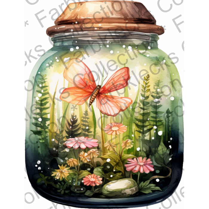 Motivtransfer 1863 Glas mit Schmetterling