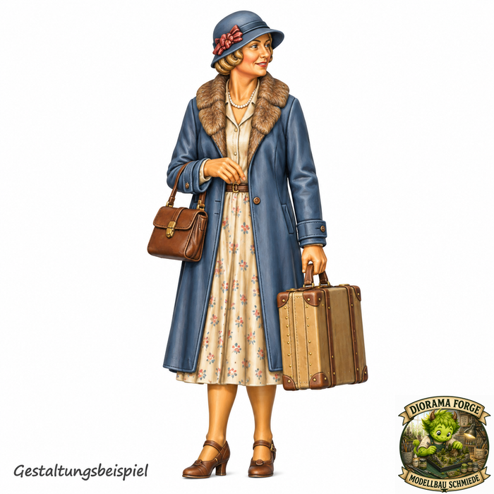 1930er Dame mit Reisekoffer - (DF-916)