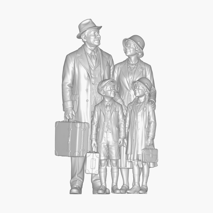 1930er Familie auf Bahnsteig - (DF-924)