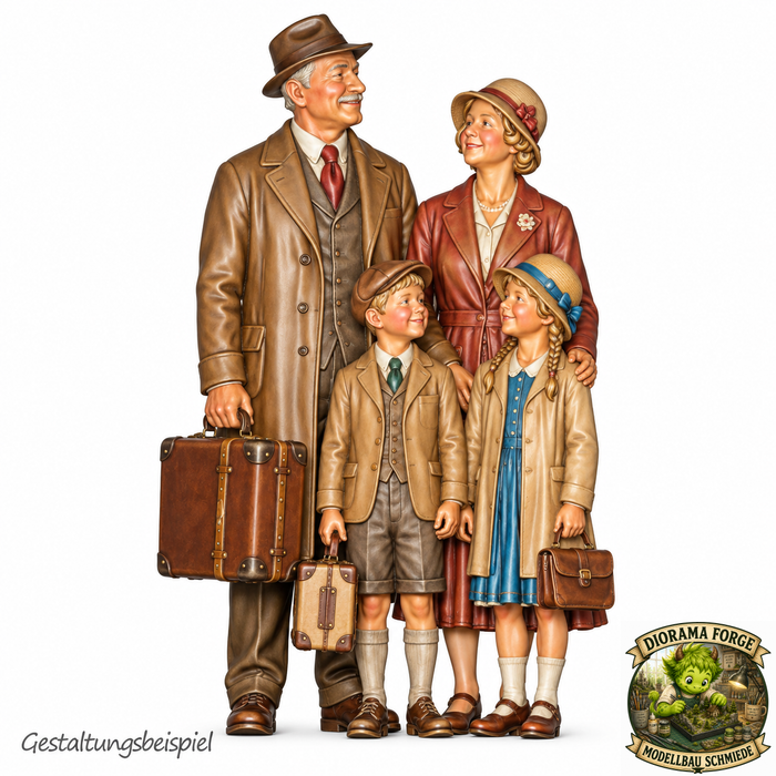 1930er Familie auf Bahnsteig - (DF-924)