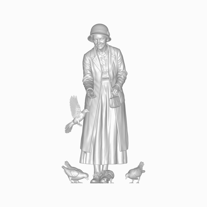 1930er Frau füttert Tauben - (DF-928)