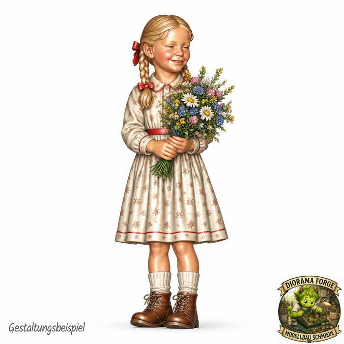 1930er Mädchen mit Blumenstrauss - (DF-956)