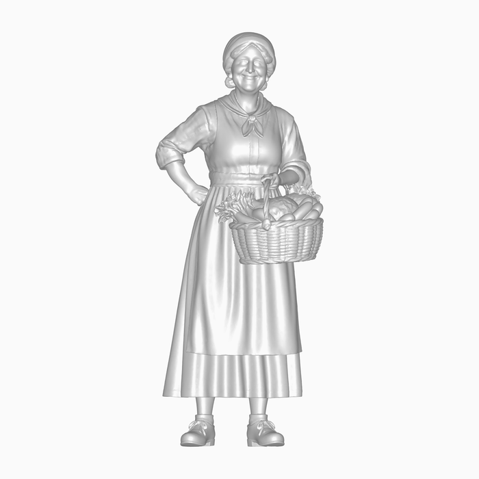 1930er Marktfrau mit Gemüsekorb - (DF-960)