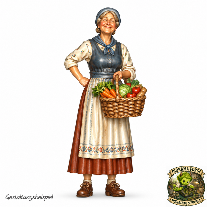 1930er Marktfrau mit Gemüsekorb - (DF-960)