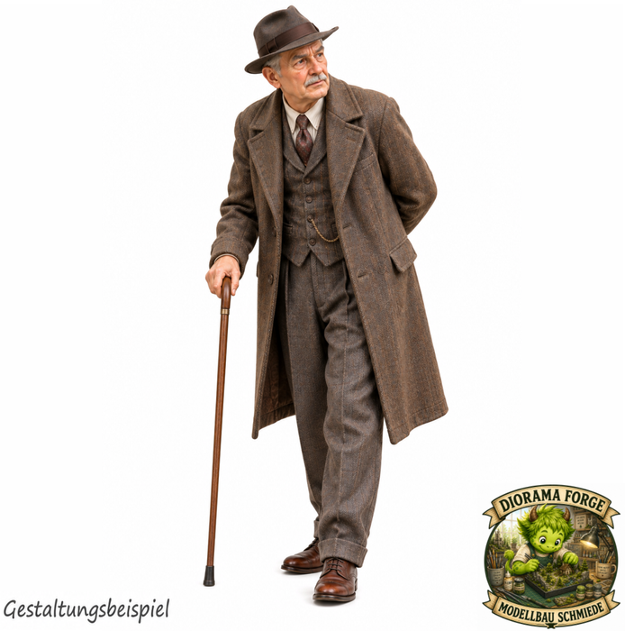 1940er Älterer Herr mit Spazierstock und Hut - (DF-1274)