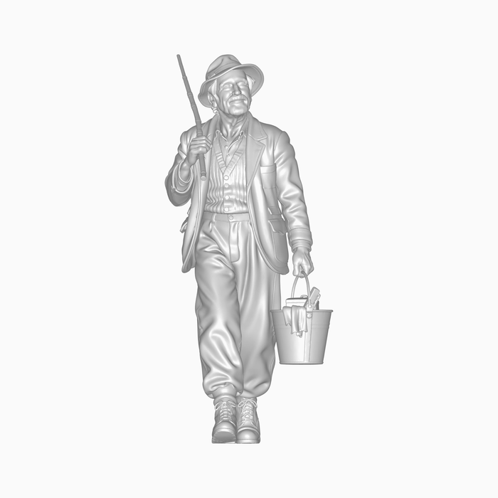 1940er Angler mit Rute und Eimer - (DF-1275)