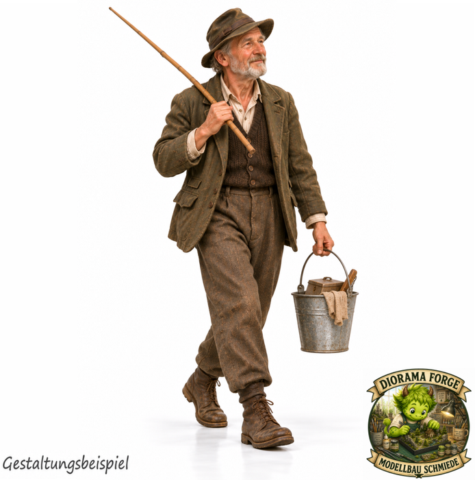 1940er Angler mit Rute und Eimer - (DF-1275)