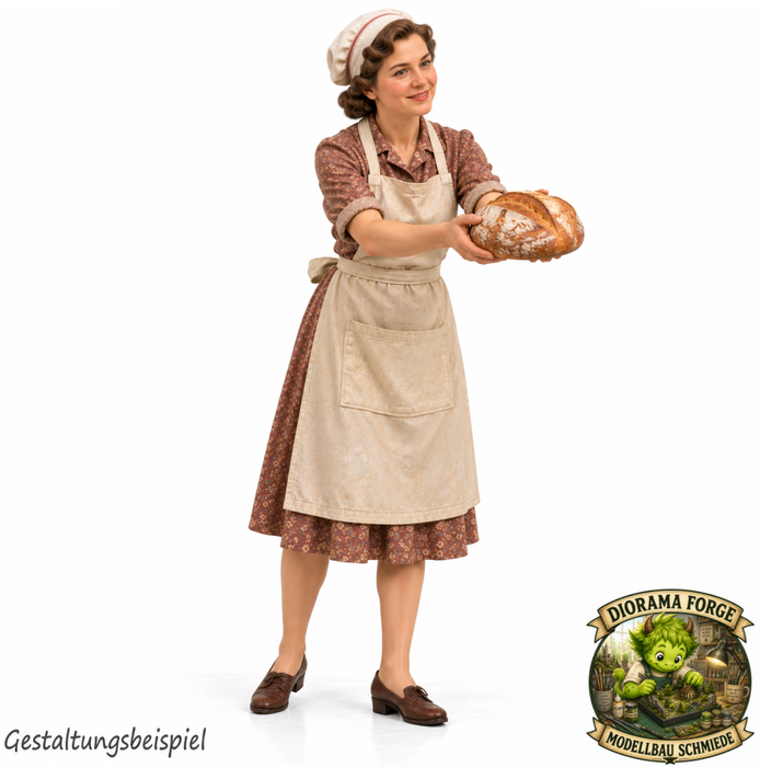 1940er Bäckerin reicht Brot über Tresen - (DF-1279)