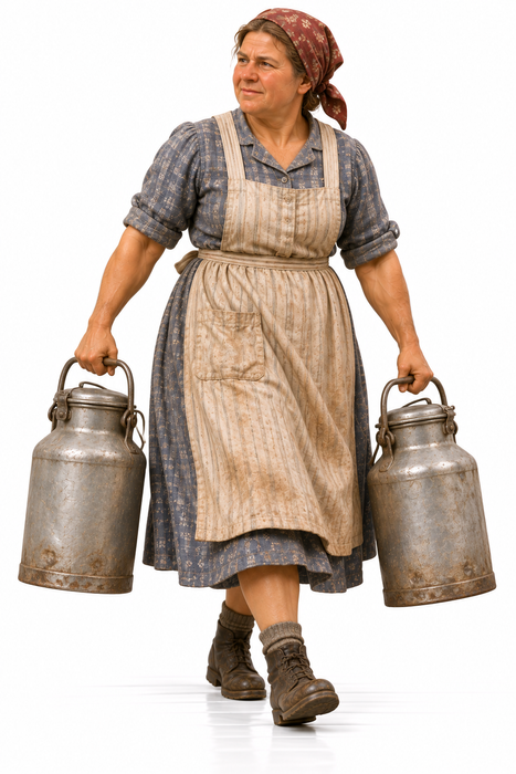 1940er Bäuerin mit Milchkannen - (DF-1289)
