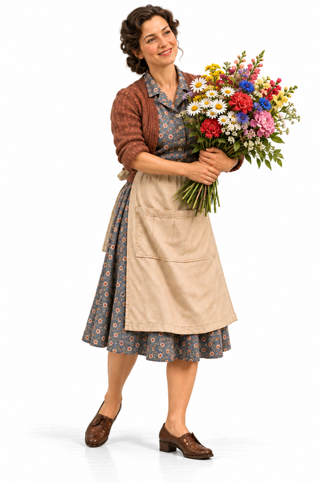 1940er Blumenverkäuferin mit Blumenstra- (DF-1291)