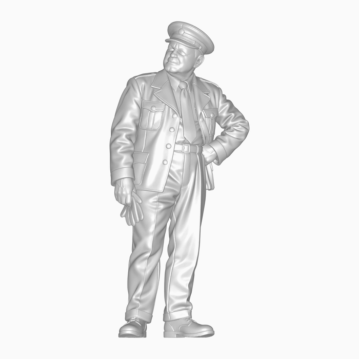 1940er Busfahrer steht neben seinem Fahrzeug - (DF-1293)