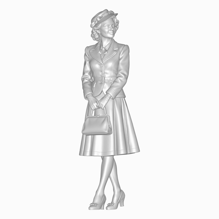 1940er Dame im Kostüm mit Handtasche - (DF-1296)