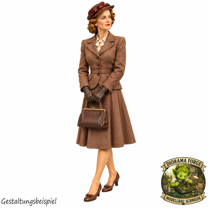 1940er Dame im Kostüm mit Handtasche - (DF-1296)