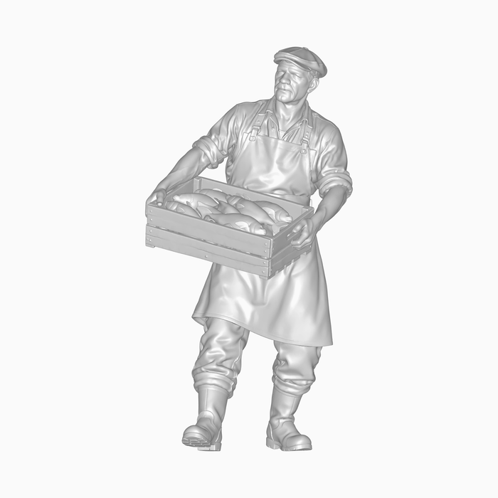 1940er Fischhändler mit Kiste - (DF-1305)