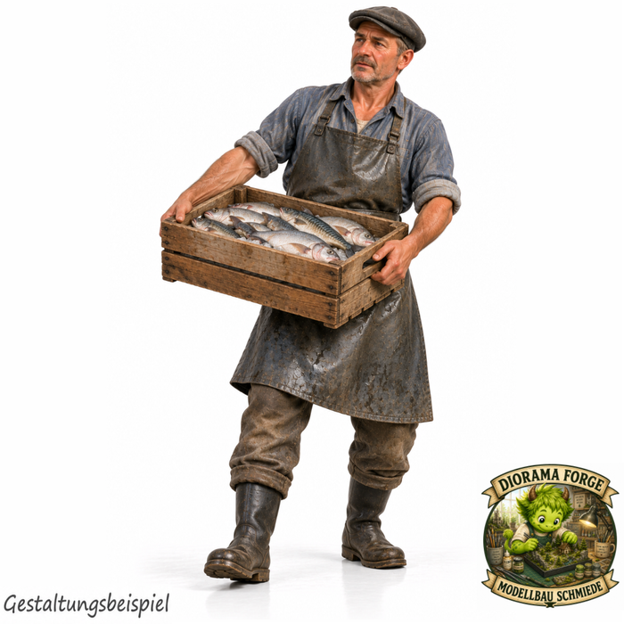 1940er Fischhändler mit Kiste - (DF-1305)