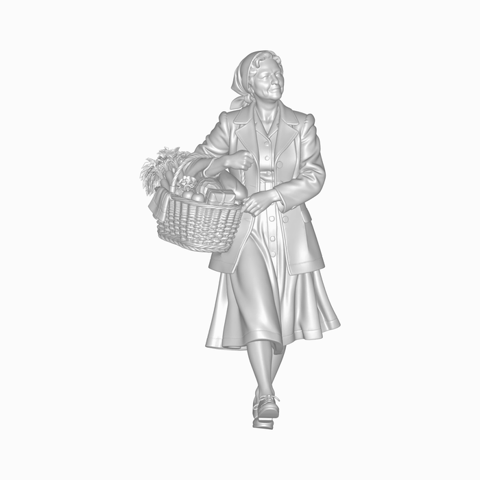 1940er Frau mit Einkaufskorb - (DF-1311)