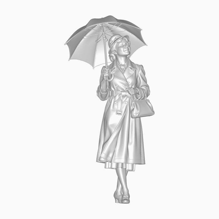 1940er Frau mit Regenschirm - (DF-1314)