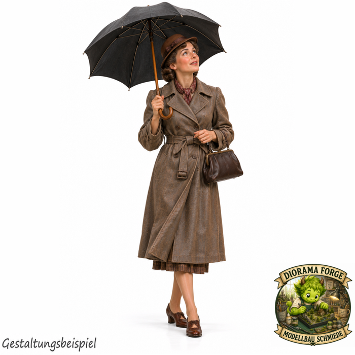 1940er Frau mit Regenschirm - (DF-1314)