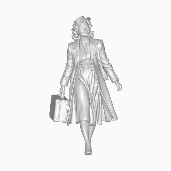 1940er Frau mit kleinem Handkoffer - (DF-1312)