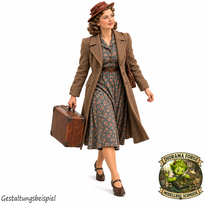 1940er Frau mit kleinem Handkoffer - (DF-1312)